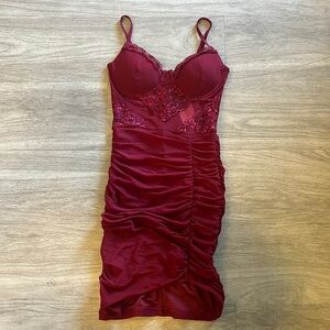 Lace Mesh Bustier Corset Mini Dress